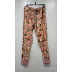 Munki Munki Pajama Pants Women's Size Large Ladies With Surfboards Print Lounge